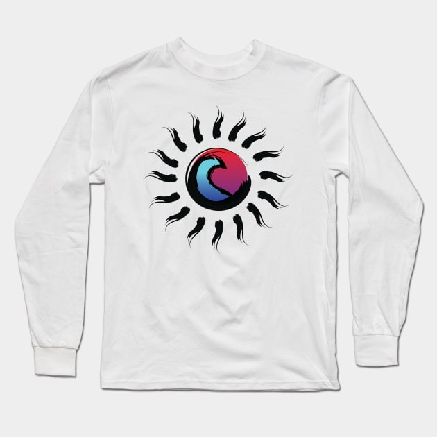 Sun Design with a wave and sunset Long Sleeve T-Shirt by JDP Designs